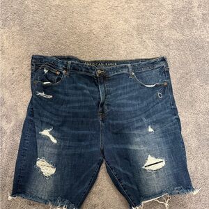 American Eagle Next Level Flex Denim Shorts Mens Sz48 Blue Distress Cut Off Jean